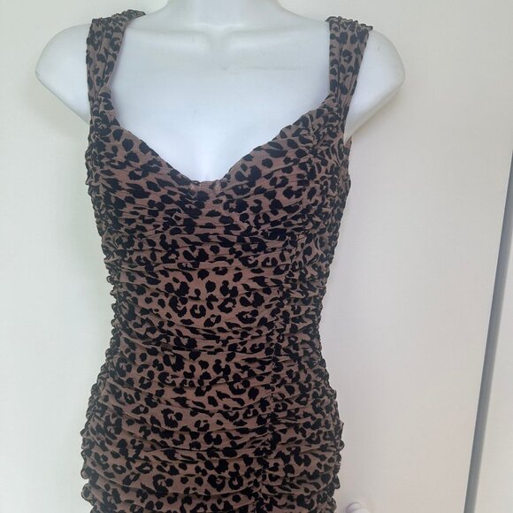Majorelle - Tabitha Midi Dress - from revolve, animal print, Ruched, Size XS - Picture 5 of 9